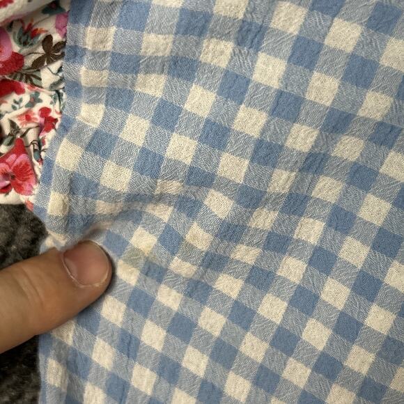 Matilda Jane Womens Gingham Plaid Floral Preppy Blouse Top Size Large Bohemian - Picture 3 of 9